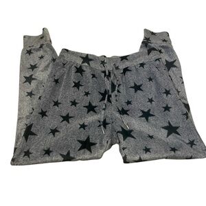 32 Degrees Heat Blue Star-Print Womens Pajama Lounge Fuzzy Pants EUC
